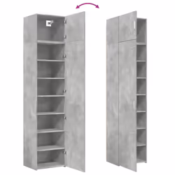 vidaXL Slim Storage Cabinet Highboard Sideboard Concrete Grey Engineered Wood - concrete grey - Additional view 8