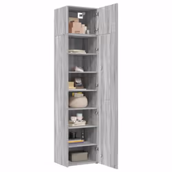 vidaXL Slim Storage Cabinet Highboard Sideboard Concrete Grey Engineered Wood - grey sonoma
