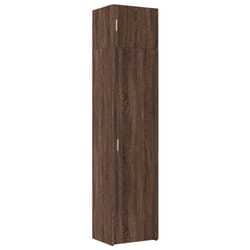 vidaXL Slim Storage Cabinet Highboard Sideboard Concrete Grey Engineered Wood - brown oak