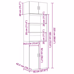 vidaXL Storage Cabinet Side Cabinet Sideboard Home Cupboard Engineered Wood - white