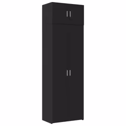 vidaXL Storage Cabinet Hall Side Cabinet Sideboard Smoked Oak Engineered Wood - black