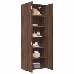 vidaXL Storage Cabinet Hallway Side Cabinet Sideboard White Engineered Wood - brown oak