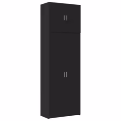vidaXL Highboard Sideboard Cabinet Storage Cupboard Black Engineered Wood - black