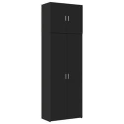 vidaXL Highboard Sideboard Cabinet Storage Cupboard Black Engineered Wood - black