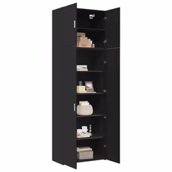 vidaXL Highboard Sideboard Cabinet Storage Cupboard Black Engineered Wood - black