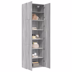 vidaXL Highboard Sideboard Cabinet Storage Cupboard Black Engineered Wood - grey sonoma - Additional view 2
