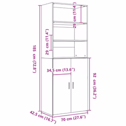 vidaXL Highboard Sideboard Cabinet Storage Cupboard White Engineered Wood - smoked oak - Additional view 8
