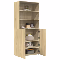 vidaXL Highboard Sideboard Cabinet Storage Cupboard White Engineered Wood - sonoma oak - Additional view 2