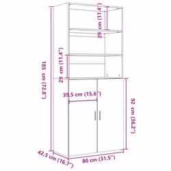 vidaXL Highboard Sideboard Cabinet Storage Cupboard White Engineered Wood - sonoma oak - Additional view 3