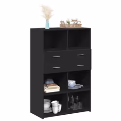 vidaXL Highboard Sideboard Side Cabinet Cupboard Grey Sonoma Engineered Wood - black - Additional view 2