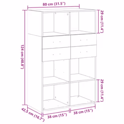 vidaXL Highboard Sideboard Side Cabinet Cupboard Grey Sonoma Engineered Wood - black - Additional view 3