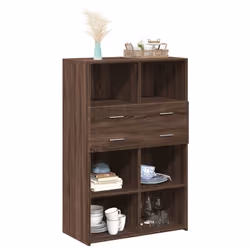 vidaXL Highboard Sideboard Side Cabinet Cupboard Grey Sonoma Engineered Wood - brown oak - Additional view 2