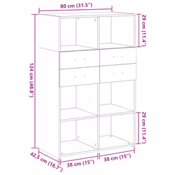 vidaXL Highboard Sideboard Side Cabinet Cupboard Grey Sonoma Engineered Wood - brown oak - Additional view 9