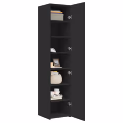 vidaXL Highboard Sideboard Side Cabinet Cupboard Concrete Grey Engineered Wood - black