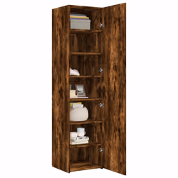 vidaXL Highboard Sideboard Side Cabinet Cupboard Concrete Grey Engineered Wood - smoked oak