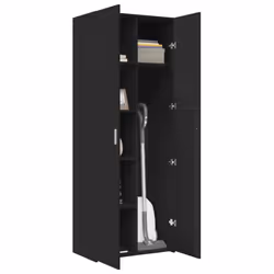 vidaXL Highboard Sideboard Cabinet Storage Cupboard Black Engineered Wood - black