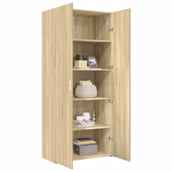 vidaXL Highboard Sideboard Cabinet Storage Cupboard Black Engineered Wood - sonoma oak