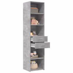 vidaXL Highboard Sideboard Cabinet Storage Cupboard Black Engineered Wood - concrete grey - Additional view 2
