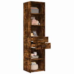 vidaXL Highboard Sideboard Cabinet Storage Cupboard Black Engineered Wood - smoked oak - Additional view 2