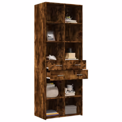 vidaXL Highboard Sideboard Cabinet Storage Cupboard Brown Oak Engineered Wood - smoked oak - Additional view 2