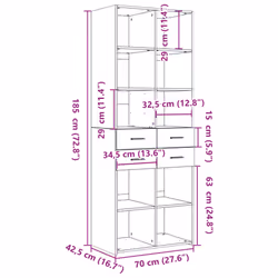 vidaXL Highboard Sideboard Cabinet Storage Cupboard Brown Oak Engineered Wood - smoked oak - Additional view 3
