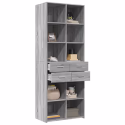 vidaXL Highboard Sideboard Cabinet Storage Cupboard Brown Oak Engineered Wood - grey sonoma - Additional view 2