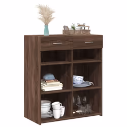 vidaXL Sideboard Storage Cupboard Cabinet Highboard Brown Oak Engineered Wood - brown oak - Additional view 2