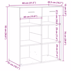 vidaXL Sideboard Storage Cupboard Cabinet Highboard Brown Oak Engineered Wood - brown oak - Additional view 9