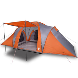 vidaXL Family Tent Dome Lightweight Camping Dome Tent Waterproof - grey and orange