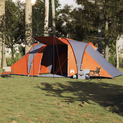 vidaXL Family Tent Dome Lightweight Camping Dome Tent Waterproof - grey and orange