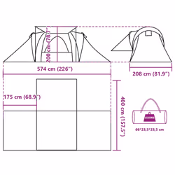 vidaXL Family Tent Dome Lightweight Camping Dome Tent Waterproof - grey and orange