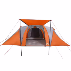 vidaXL Family Tent Dome Lightweight Camping Dome Tent Waterproof - grey and orange - Additional view 5