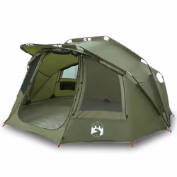 vidaXL Fishing Tent 5-Person Lightweight Tent Camping Tent Shelter Waterproof - olive green