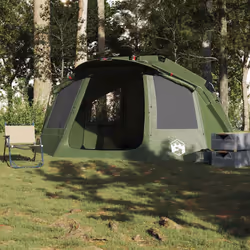 vidaXL Fishing Tent 5-Person Lightweight Tent Camping Tent Shelter Waterproof - olive green