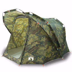 vidaXL Fishing Tent 4-Person Waterproof Lightweight Tent Camping Tent Shelter - camouflage