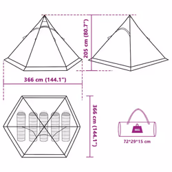 vidaXL Camping Tent Tipi 5-Person Patio Lightweight Tent Dome Tent Waterproof - blue