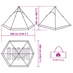 vidaXL Camping Tent Tipi 5-Person Patio Lightweight Tent Dome Tent Waterproof - grey