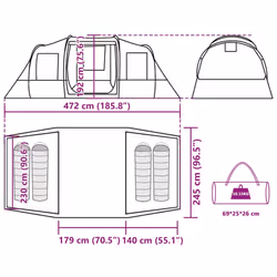 vidaXL Family Tent Tunnel 6-Person Camping Tent Lightweight Tent Waterproof - camouflage