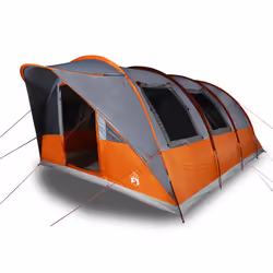 vidaXL Camping Tent Tunnel 5-Person Lightweight Tent Beach Tent Waterproof - grey and orange