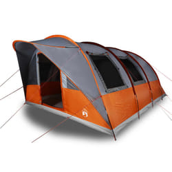 vidaXL Camping Tent Tunnel 5-Person Lightweight Tent Beach Tent Waterproof - grey and orange