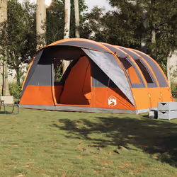 vidaXL Camping Tent Tunnel 5-Person Lightweight Tent Beach Tent Waterproof - grey and orange