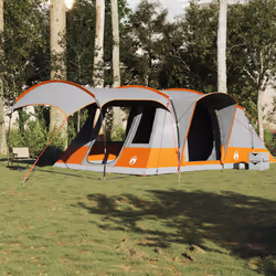 vidaXL Camping Tent Tunnel 5-Person Waterproof Lightweight Tent Dome Tent - grey and orange