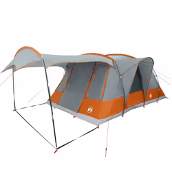 vidaXL Camping Tent Tunnel 5-Person Waterproof Lightweight Tent Dome Tent - grey and orange - Additional view 4