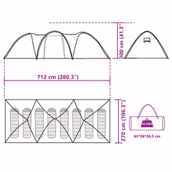 vidaXL Family Tent Dome 8-Person Waterproof Camping Tent Lightweight Tent - blue