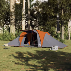 vidaXL Family Tent Dome 6-Person Waterproof Camping Tent Lightweight Tent - grey and orange