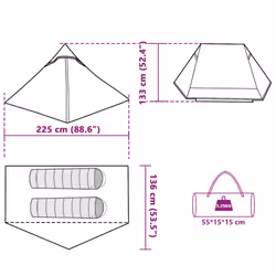 vidaXL Camping Tent 2-Person Lightweight Tent Dome Tent Fabric Waterproof - grey