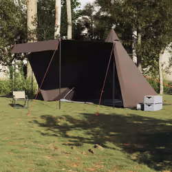 vidaXL Family Tent Tipi 6-Person Camping Lightweight Tent Dome Tent Waterproof - brown