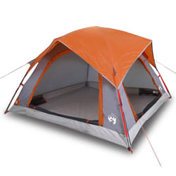 vidaXL Camping Tent Cabin 4-Person Patio Lightweight Tent Dome Tent Waterproof - grey and orange