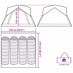 vidaXL Camping Tent Cabin 4-Person Patio Lightweight Tent Dome Tent Waterproof - grey and orange