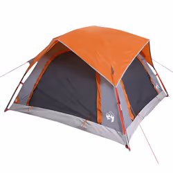 vidaXL Camping Tent Cabin 4-Person Patio Lightweight Tent Dome Tent Waterproof - grey and orange - Additional view 4